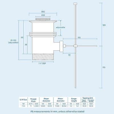 Slotted Basin Pop Up Waste with Lever – Chrome Finish