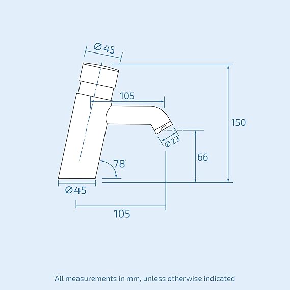 Urban Non Concussive Basin Mixer – Water-Saving Push Tap Chrome