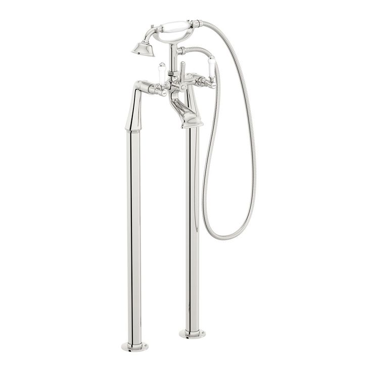 Pure Freestanding Bath Shower Mixer – Chrome Floor Mounted Tap with Handset