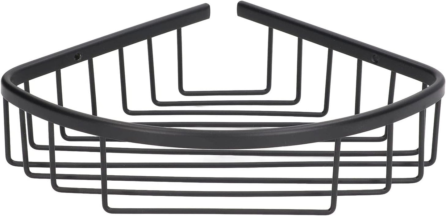 Alpha Matte Black Corner Basket – Wall Mounted Bathroom Storage Rack