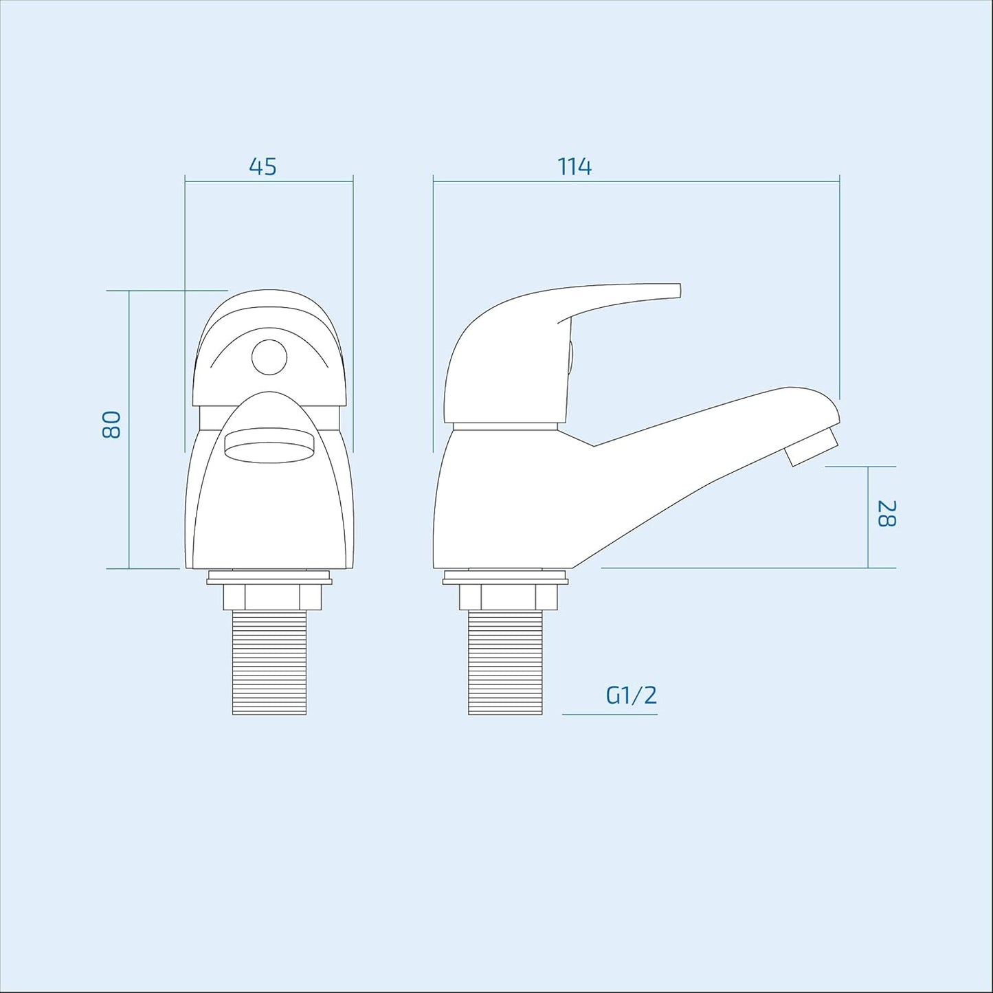 Titan Basin Taps – Chrome Hot & Cold Water Bathroom Tap Set