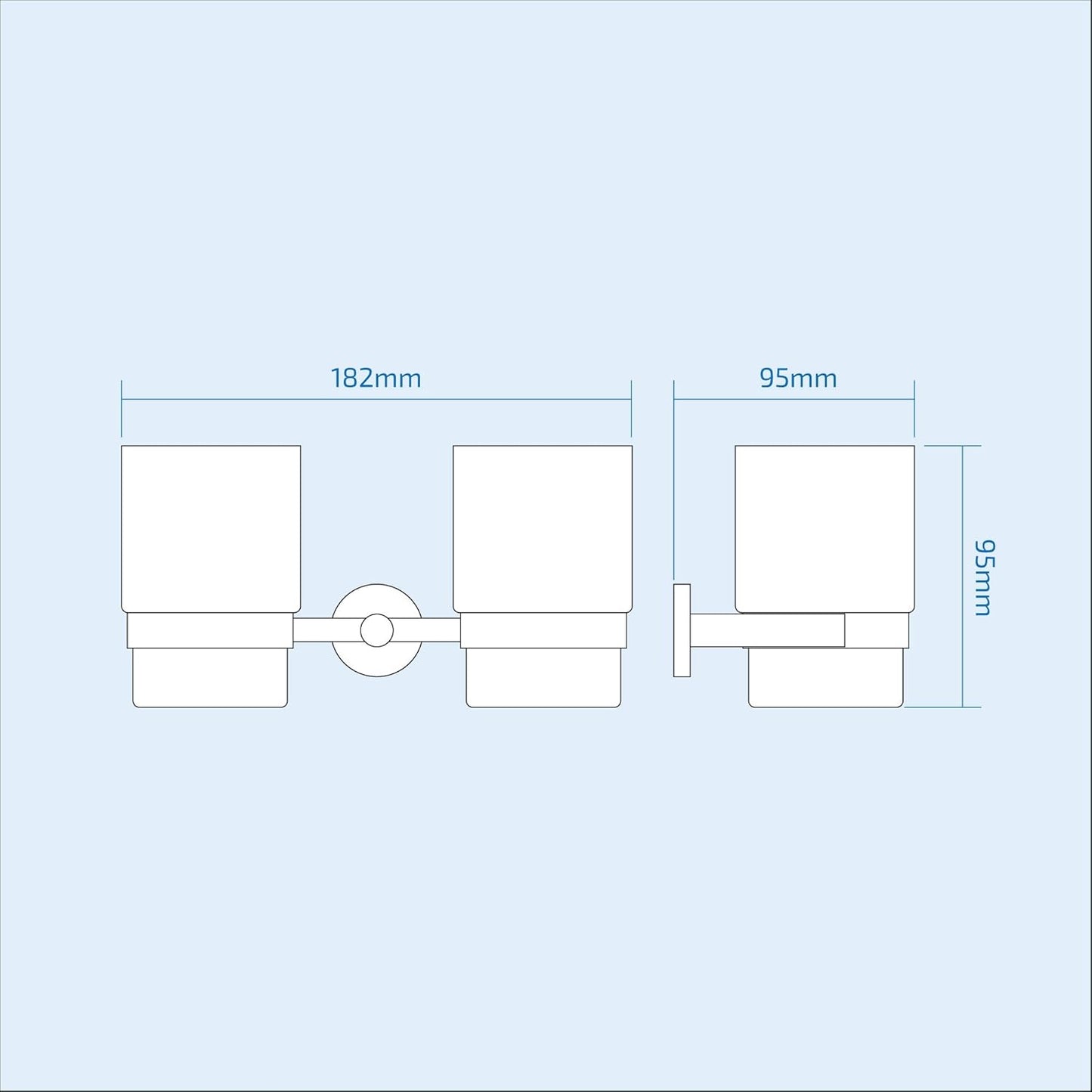 Moda Double Tumbler Holder – Wall Mounted Ceramic Cups for Bathroom