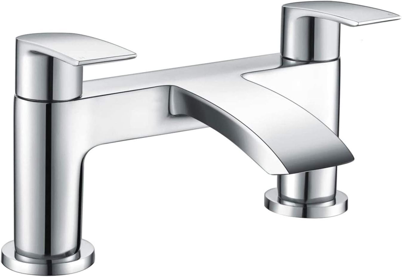Sleek Modern Bath Filler Tap – Chrome Finish, Dual Lever Mixer for Bathroom