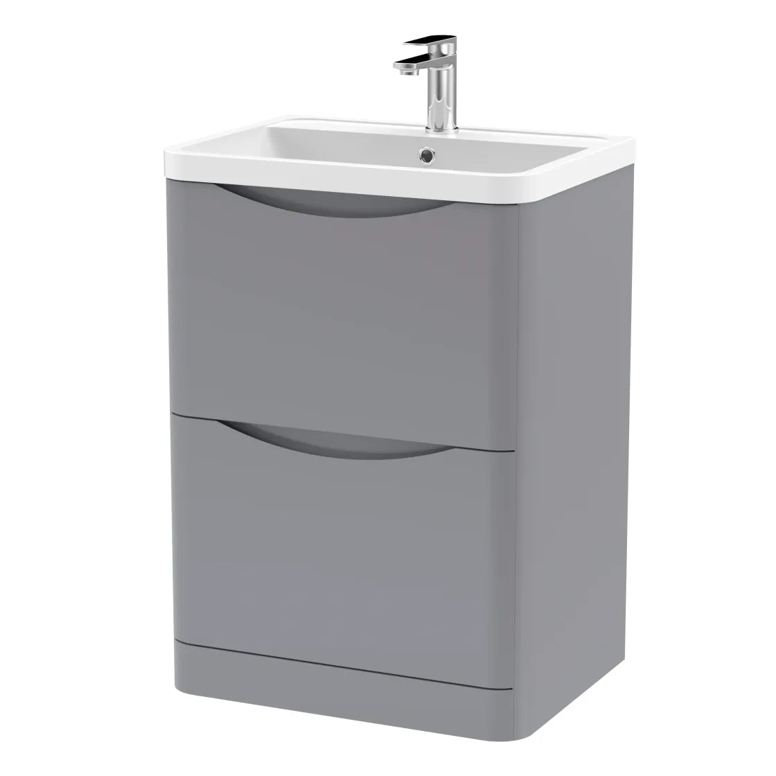 DWELTA 600 Floorstanding Matt Grey • Ceramic Basin | 600w x 850h x 450d