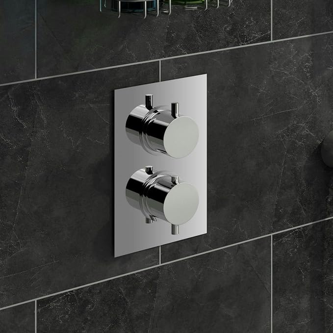 Mode Harrison square twin thermostatic shower valve - Chrome Shower valve, Square Shower valves, Showers