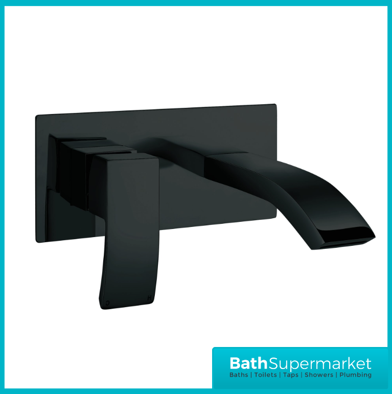 Origin Black 2 Hole Single Lever Wall Mounted Basin Mixer Tap