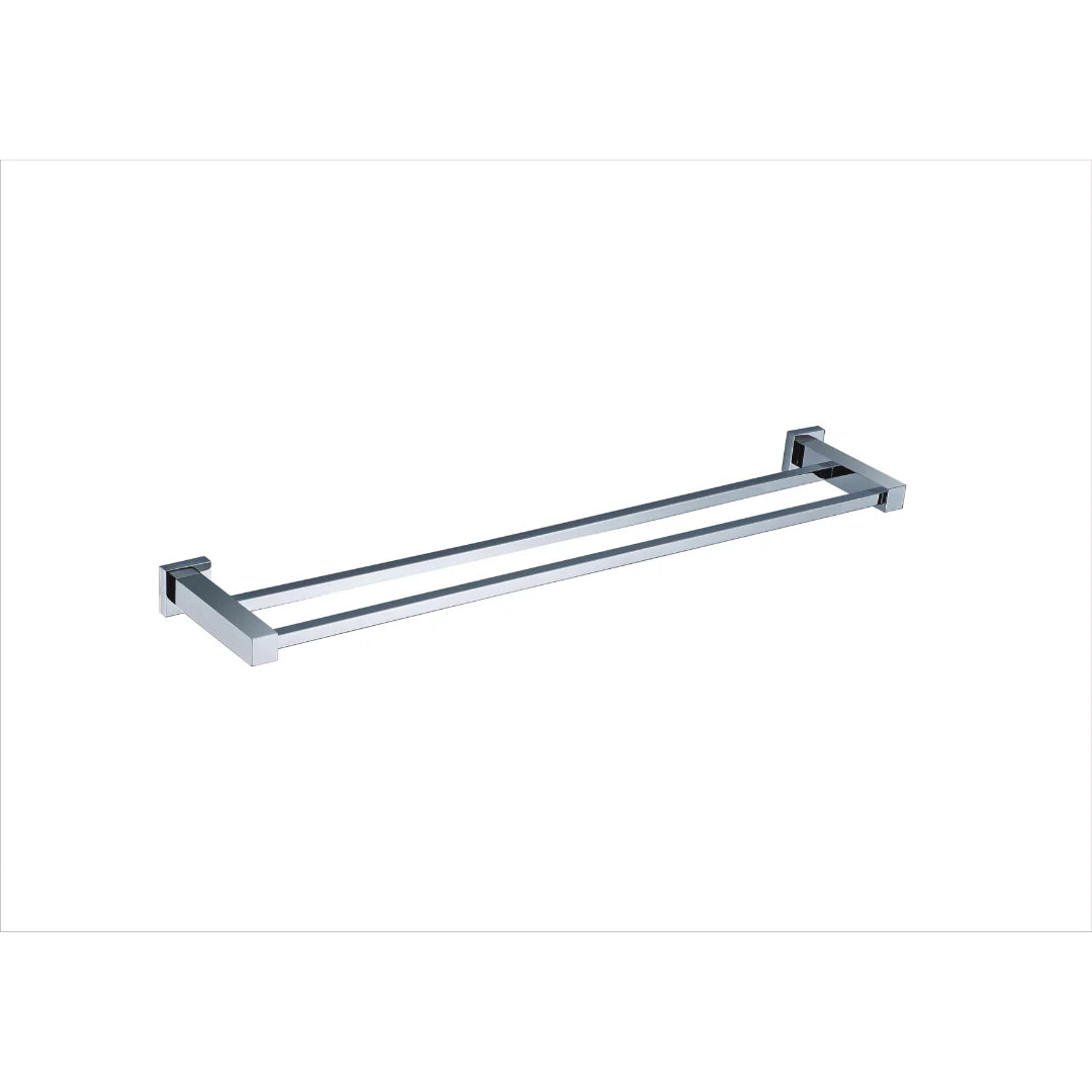Moda Double Towel Bar – Wall Mounted 2-Tier Chrome Bathroom Towel Holder
