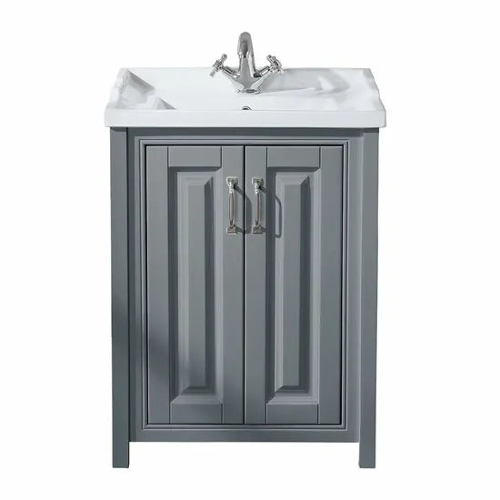 CAMBERLY 600 Matt Grey Vanity Unit with Ceramic Basin (610w x 840h x 460d)