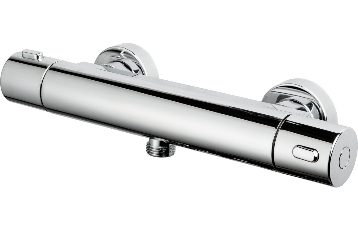 Modern Chrome Vema Round Single Outlet Thermostatic Bar Valve – Wall Mounted Bathroom Faucet