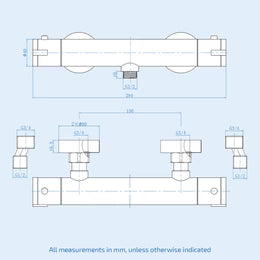 Matte Black Round Thermostatic Shower Bar Valve with Single Outlet