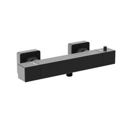 Square Matte Black Thermostatic Shower Bar Valve with Single Outlet