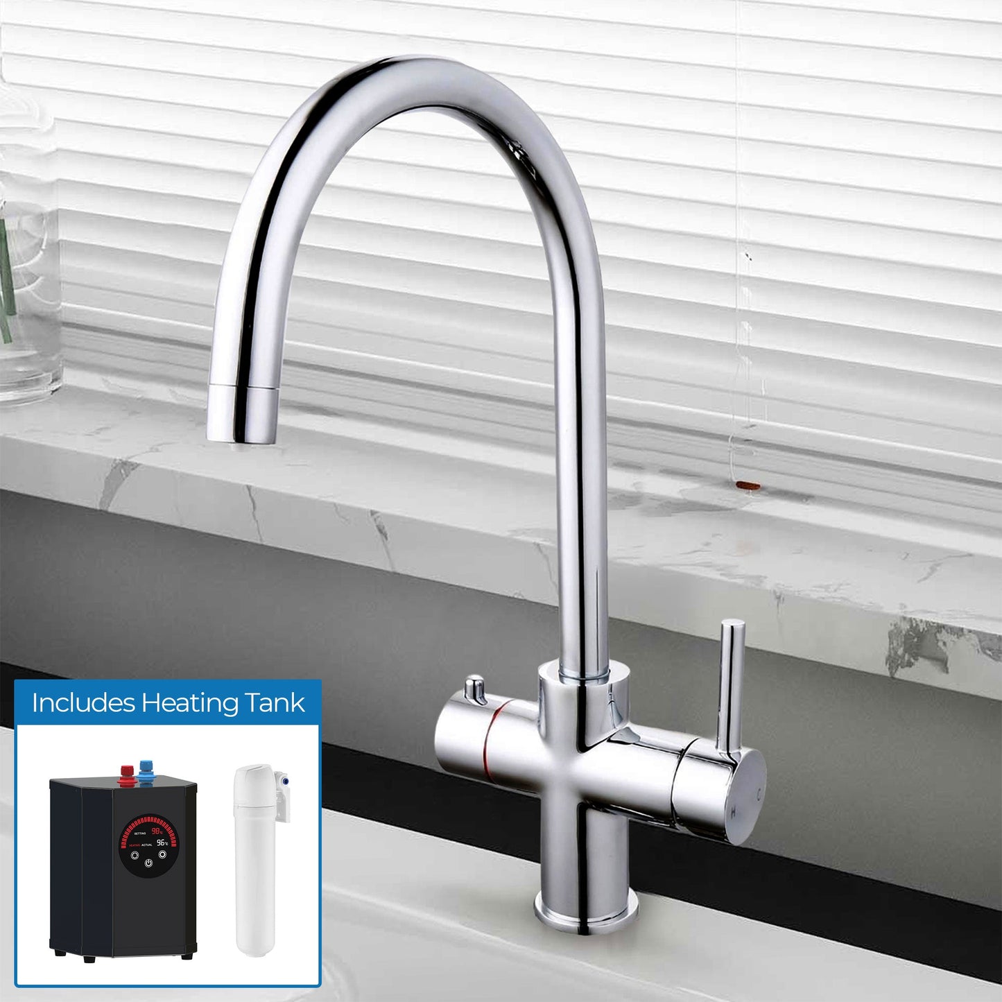 3-in-1 Instant Boiling Water Filter Kitchen Tap with Heating Tank