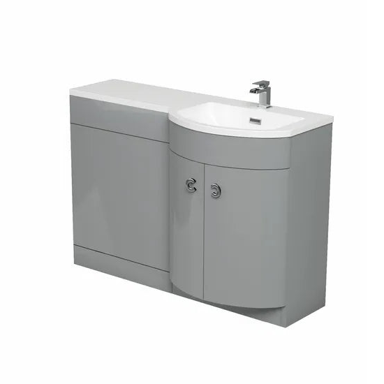 PARIS 1100mm Left Matt Grey Vanity Basin Unit with Resin Sink & Storage