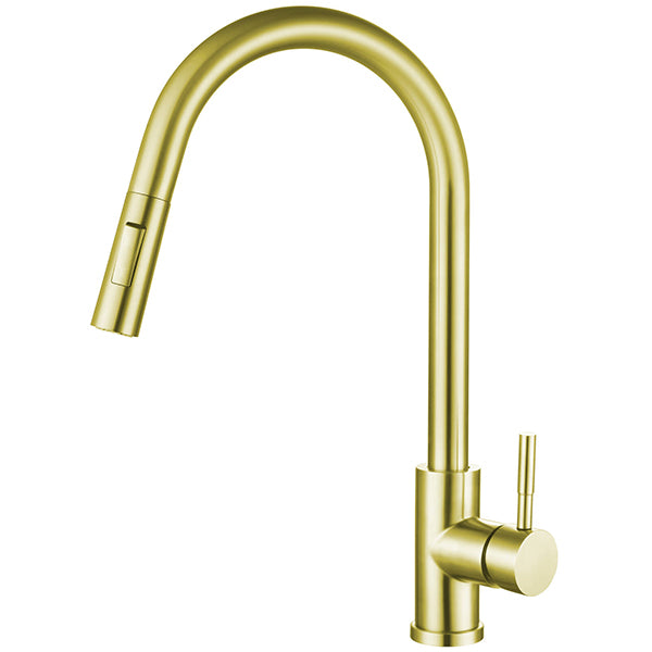 Pull Out Single Handle Kitchen Faucet – Brushed Brass Luxury Mixer Tap