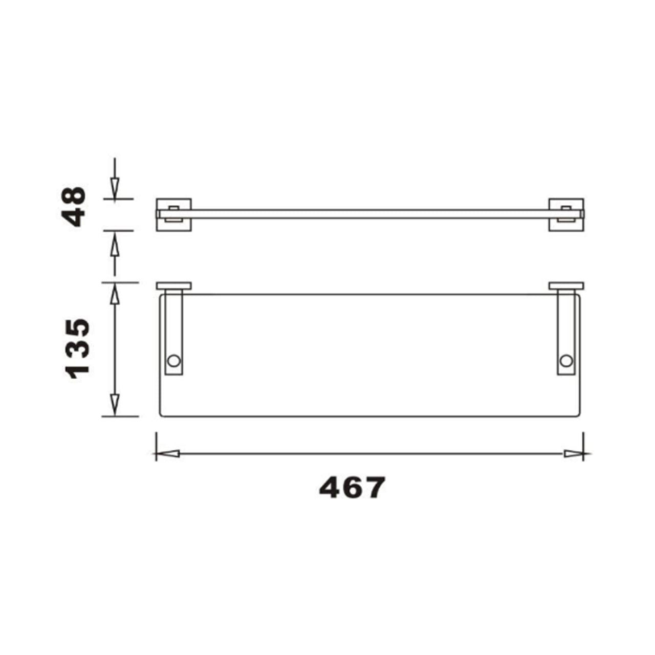 Moda Matte Black Glass Shelf – Wall Mounted Bathroom Storage Shelf with Brackets