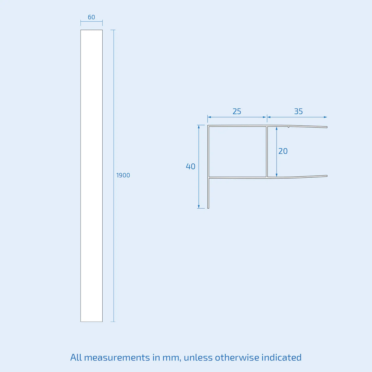 Extension Profile 1900mm – 20mm Wall Adjustment | Brushed Brass Finish