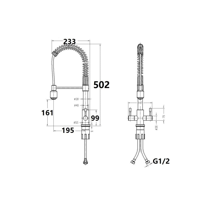 Pull Out Kitchen Tap | Chrome Sink Mixer Faucet with Dual Handles & Spray