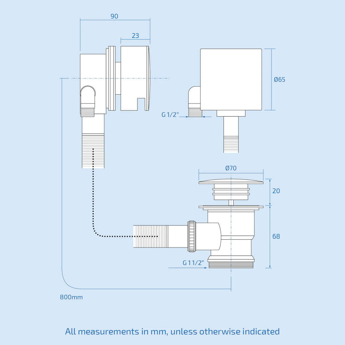 Square Bath Filler & Overflow Kit – Matt Black Finish