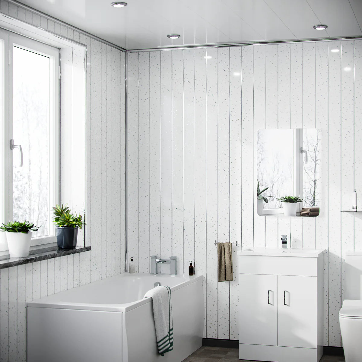 White Galaxy Quartz Tile – Sparkling White with Subtle Crystal Effect
