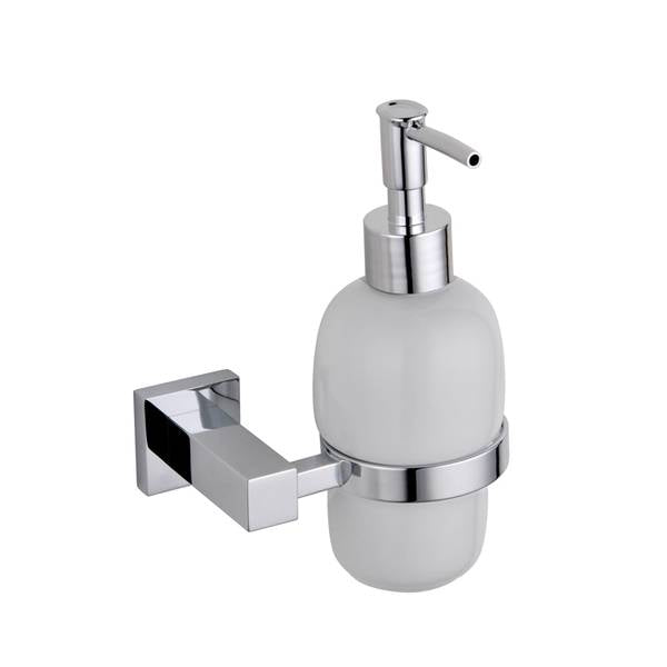 Moda Wall Mounted Soap Dispenser – Chrome & Frosted Glass Pump Bottle