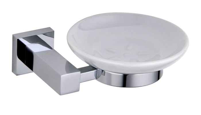 Moda Wall Mounted Soap Dish Holder – Chrome & Ceramic Bathroom Accessory