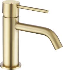 Cascade Mini Mono Basin Mixer Tap Brushed Brass with Waste – Cloakroom Sink Tap