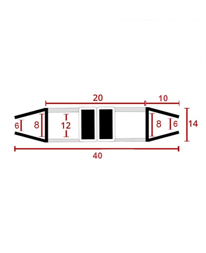Angled 180° Magnetic Shower Seal – 8mm to 8mm Glass | 2000mm Length