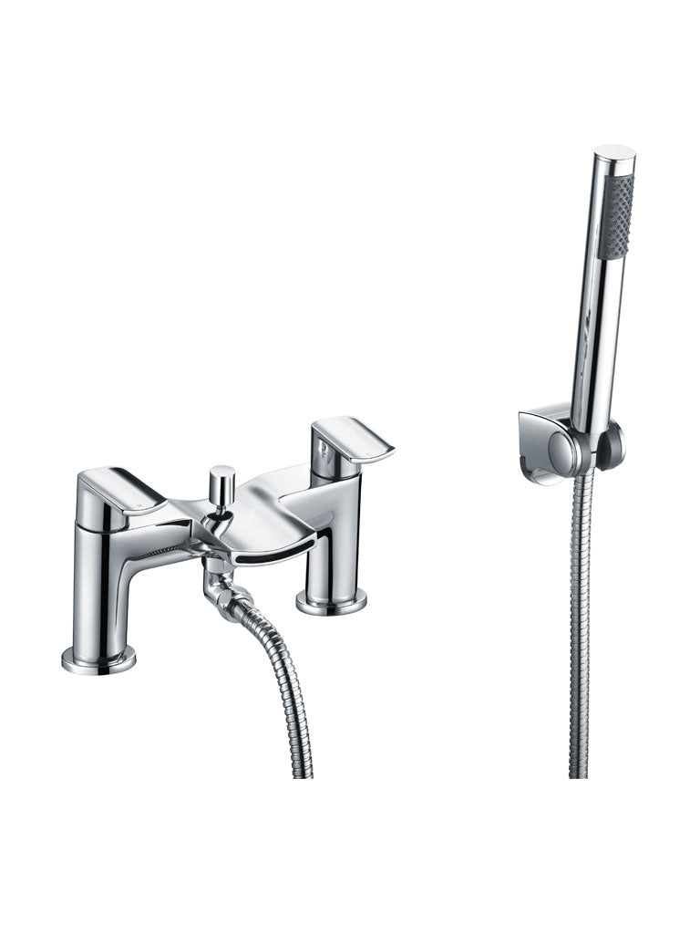 Oxford Deck Mounted Bath Shower Mixer Tap – Chrome Finish with Shower Kit & Wall Bracket