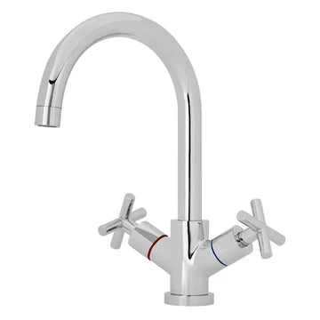 Twin Handle Kitchen Tap – Chrome Cross Handle Swivel Spout