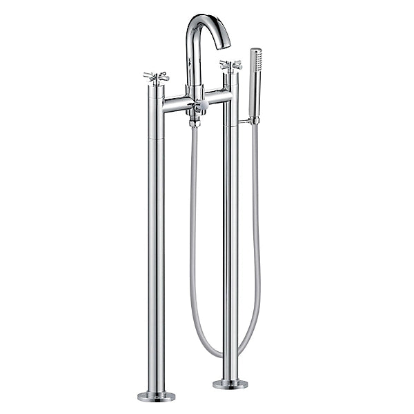 Aqua Freestanding Bath Shower Mixer – Modern Chrome Finish with Handset & Hose