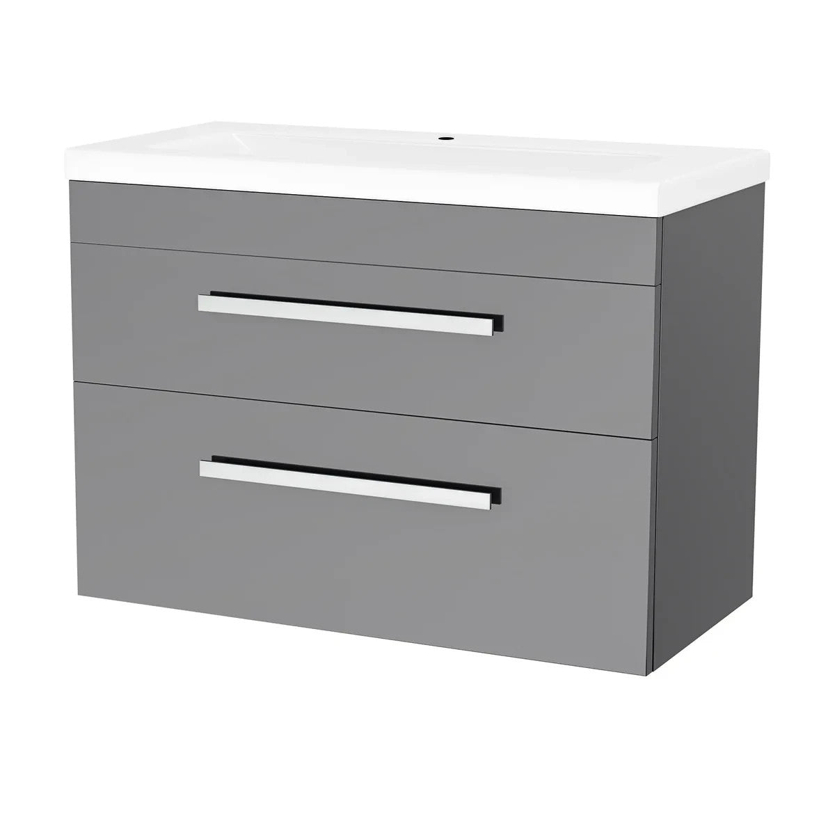 DEVON 800 Wall Hung Twin Drawers Matt Grey Ceramic Basin - 810w x 585h x 395d