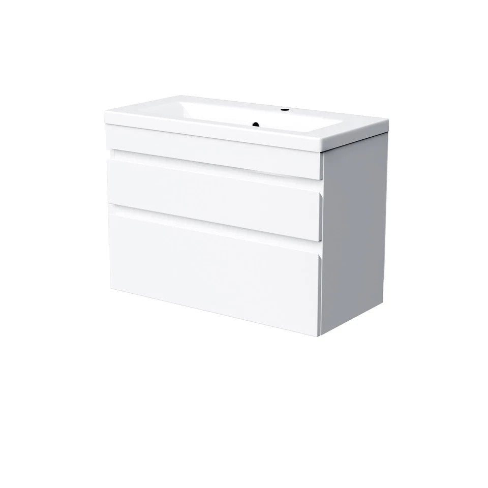 HARROW 800 Wall Hung Twin Drawer White Ceramic Basin – 800w x 585h x 395d