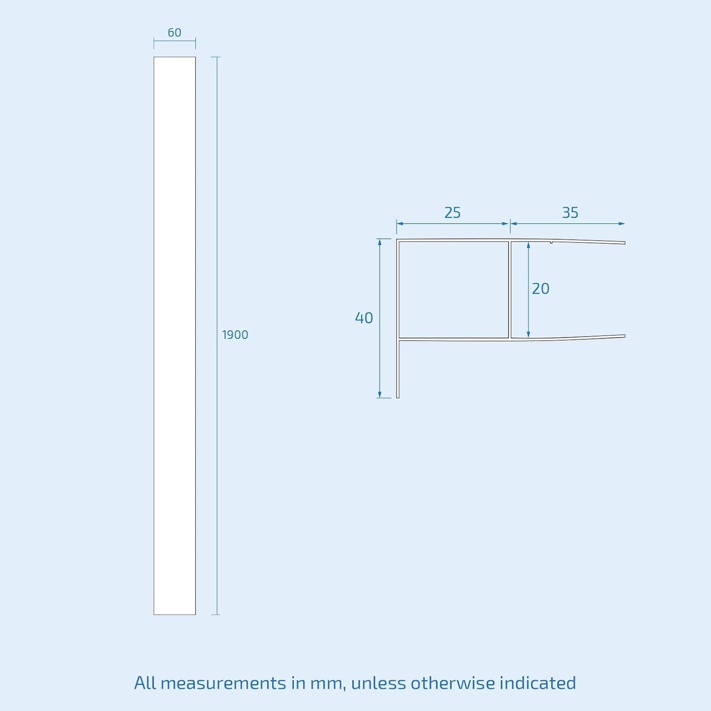 1900mm Chrome Profile Extension Up to 20mm Wall Adjustment Kit Shower Enclosures
