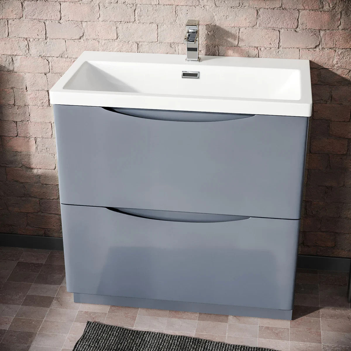 DWELTA 800 Floorstanding Matt Grey • Resin Basin | 800w x 850h x 450d