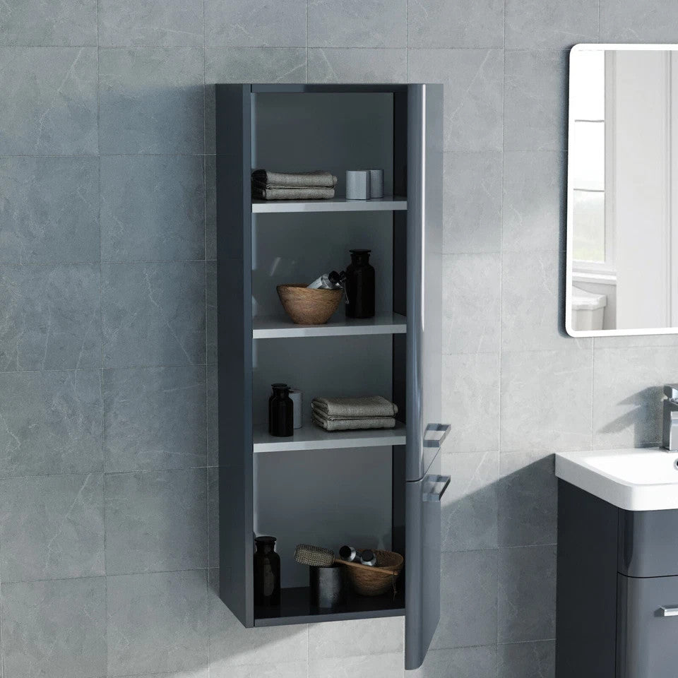 ASHFORD Wall Hung Side Cabinet Matt Grey - 350w x 1000h x 240d