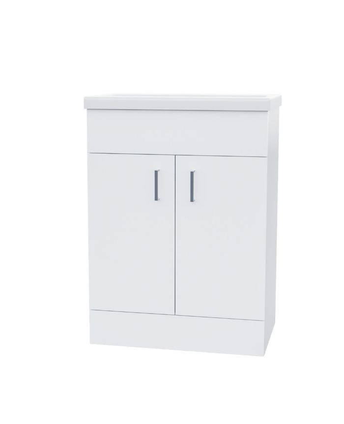 DEVON 600 Floorstanding Doors White Ceramic Basin - 610w x 835h x 395d