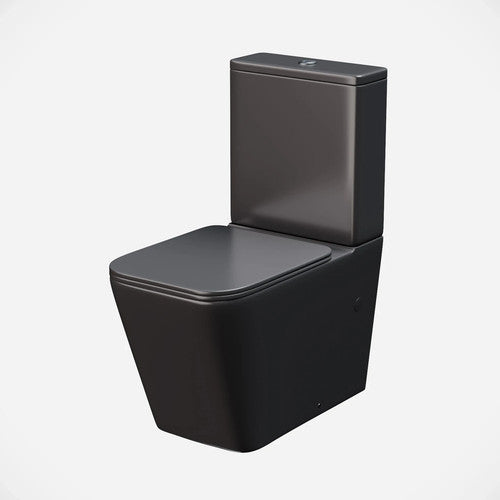 Raven Rimless Square Close Coupled Toilet & Soft Close Seat Black 360w x 405h x 645d