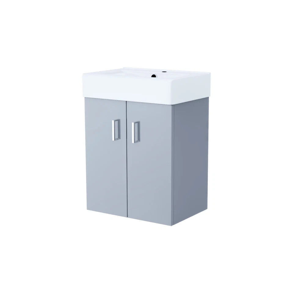 DEVON 450 Wall Hung Ceramic Vanity Basin Matt Grey - 450w x 585h x 310d