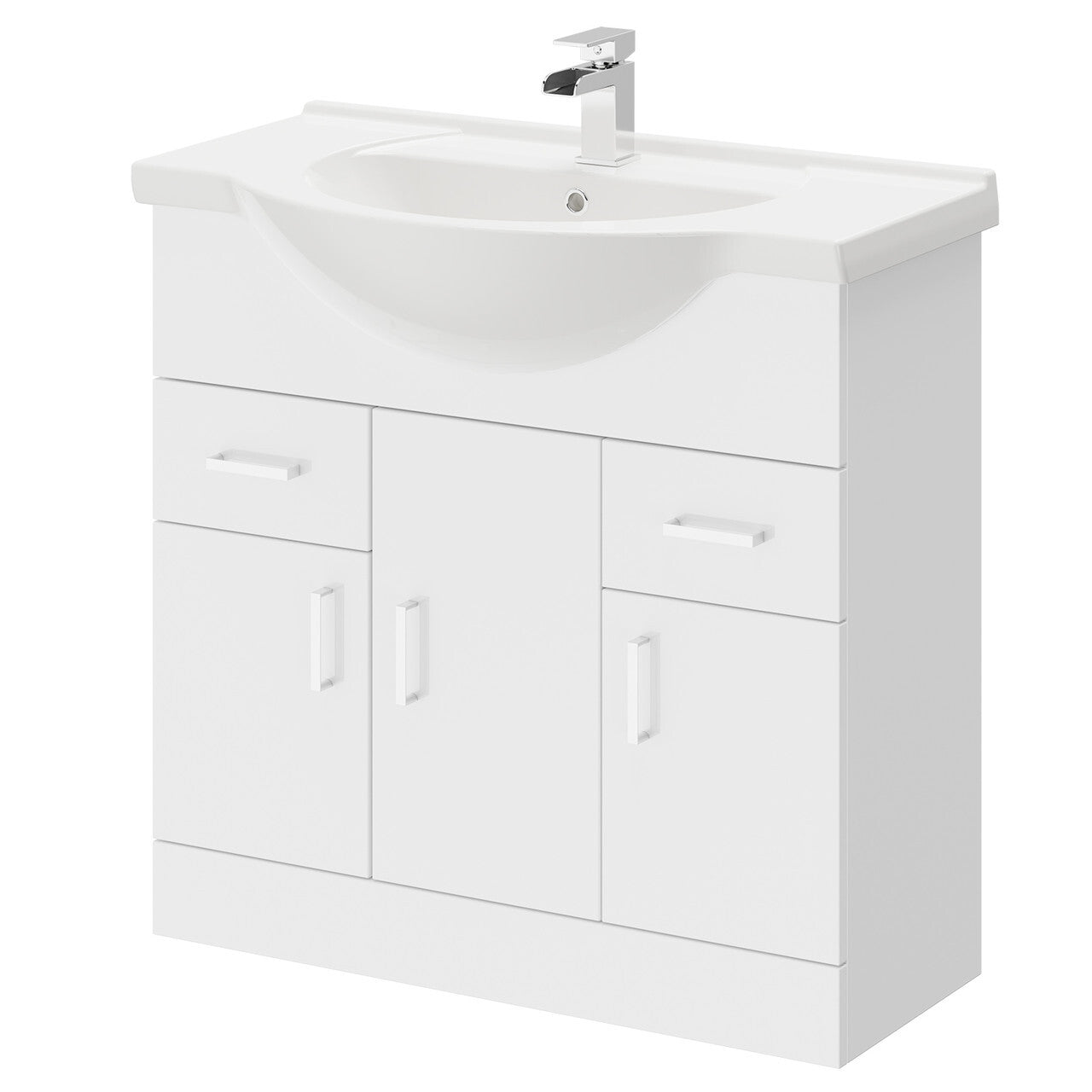 CHELSEA 750 White Vanity Unit with Ceramic Basin (755w x 836h x 485d)