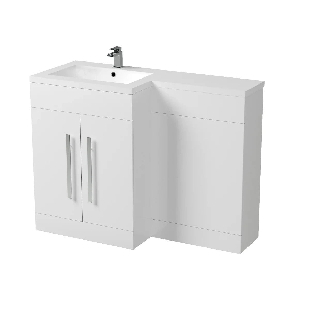 CAPRI 1100 Left White Bathroom Resin Basin - 1100w x 820h x 450d