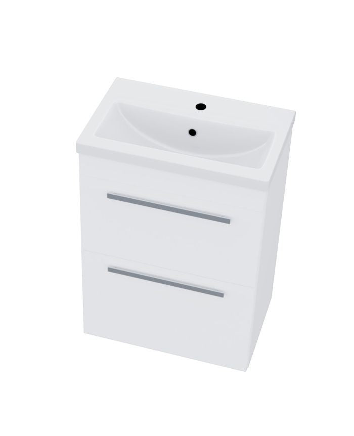DEVON 600 Floorstanding White Drawers Ceramic Basin - 610w x 790h x 395d