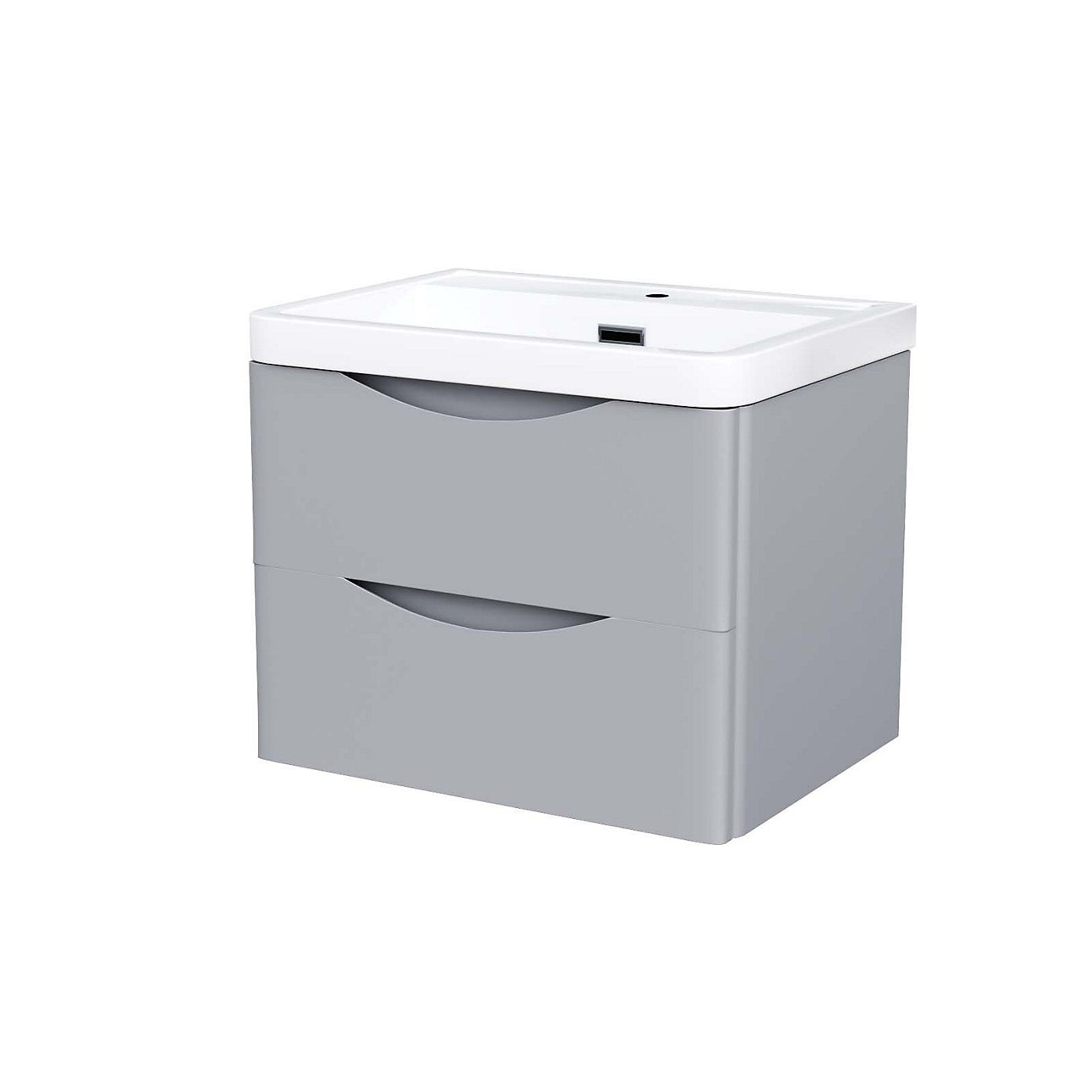 DWELTA 600 Wall Hung Matt Grey Ceramic Basin - 600w x 500h x 450d