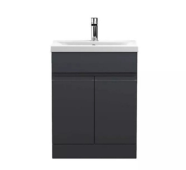 HARROW 500 Floorstanding Doors Anthracite Ceramic Basin - 510w x 840h x 395d
