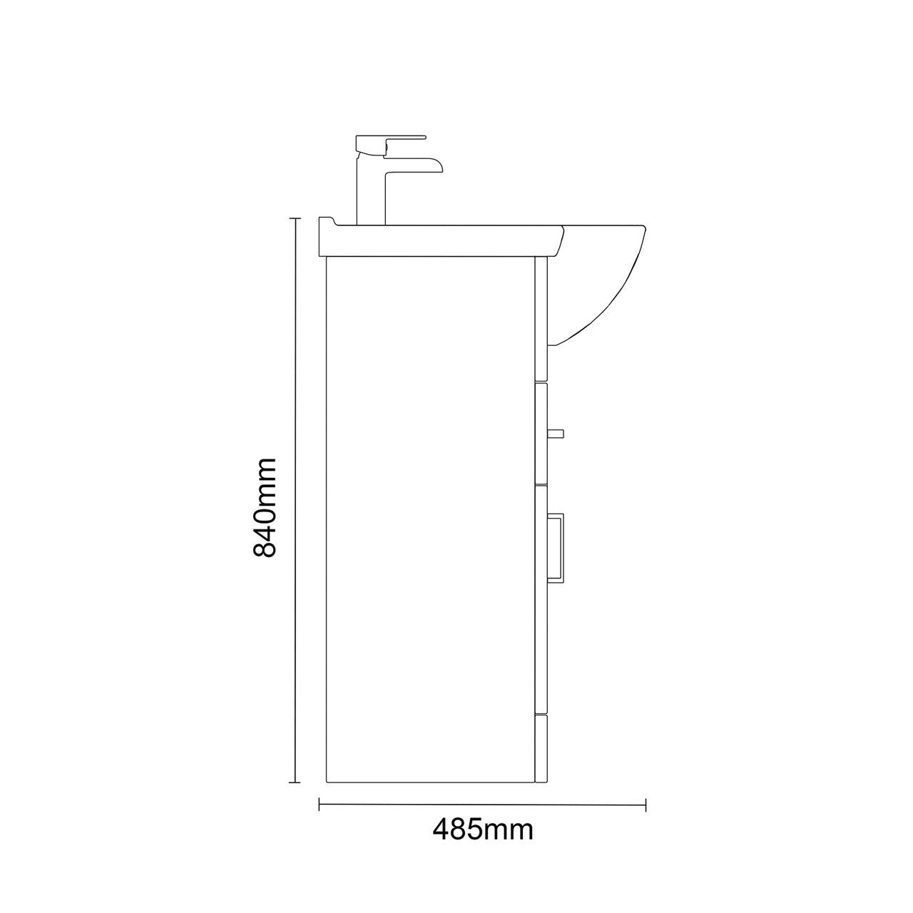 CHELSEA 850 White Vanity Unit with Ceramic Basin (855w x 836h x 485d)