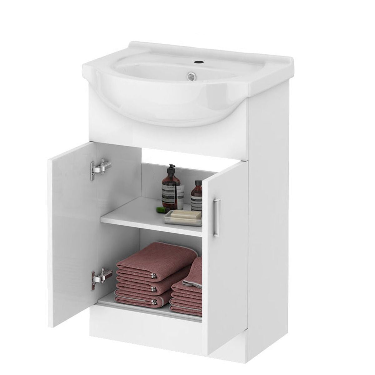 CHELSEA 550 White Ceramic Vanity Basin - 550w x 836h x 430d