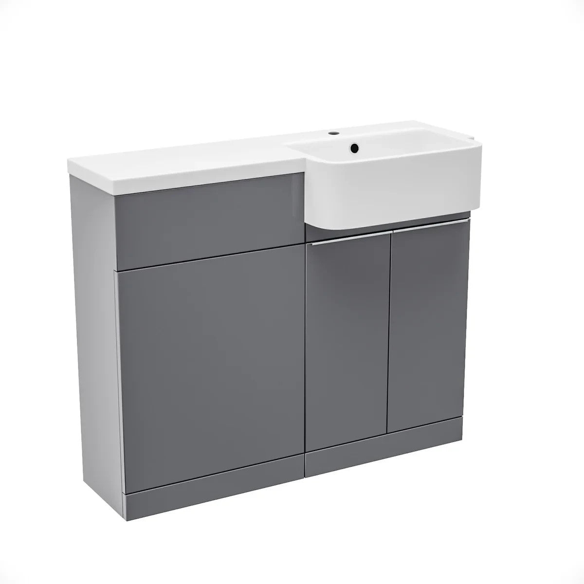 PRELIM 1000 Right Freestanding Matt Grey Resin Basin - 996w x 845h x 380d