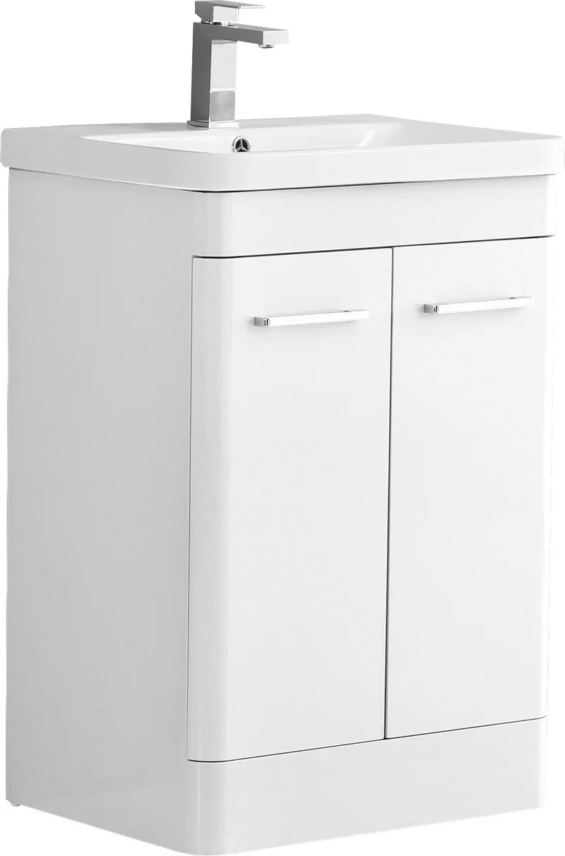 ASHFORD 600 Free Standing White Ceramic Basin - 600w x 840h x 455d
