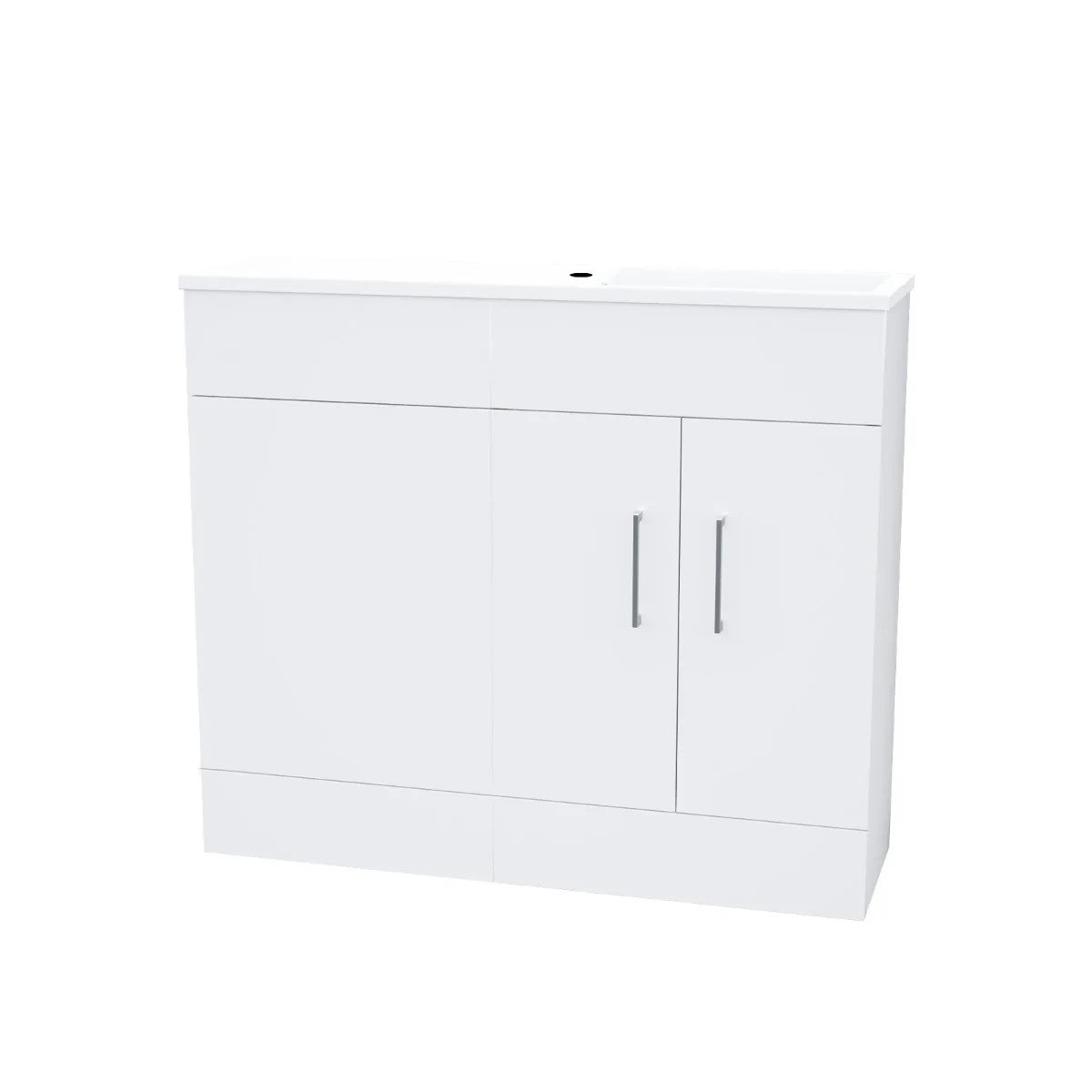 SLIM 1000 Floorstanding White Cabinet Resin Basin - 1000w x 865h x 305d