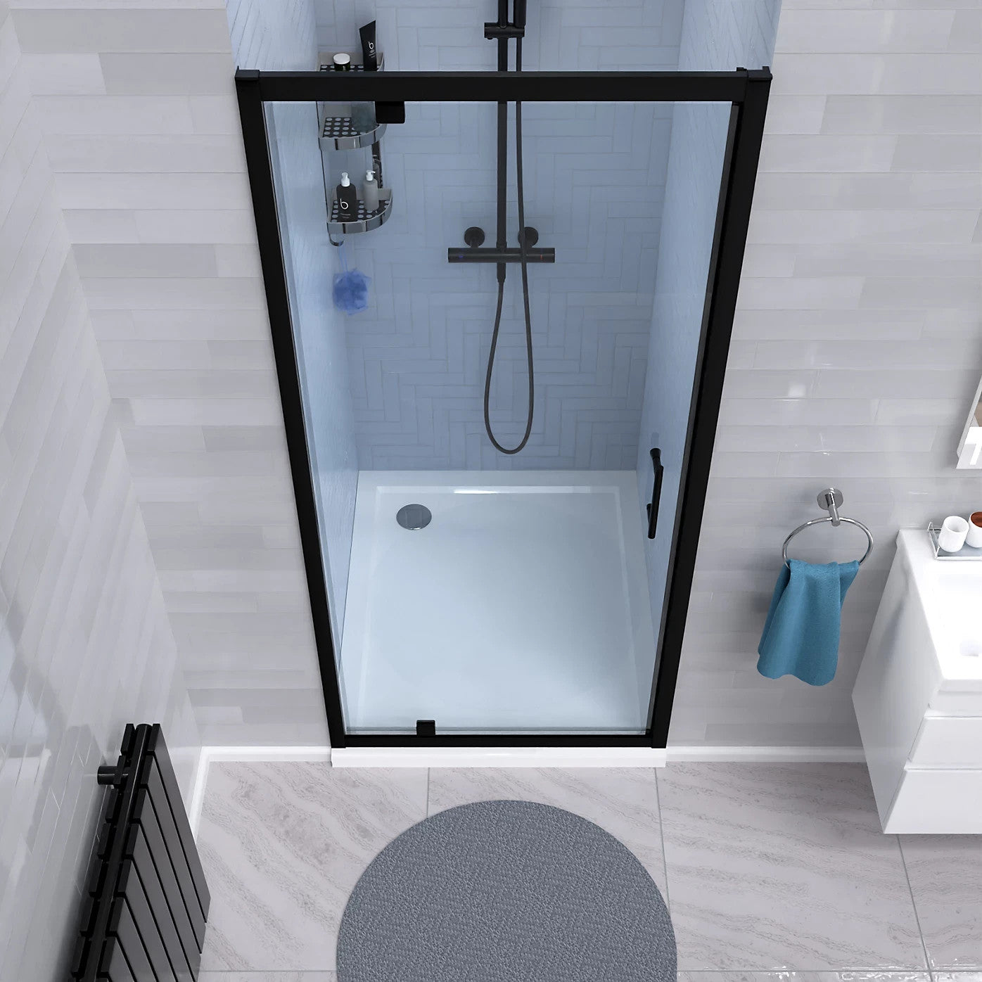 MARINA 6 Pivot Shower Door Enclosure Screen 6mm Clear Glass Matt Black