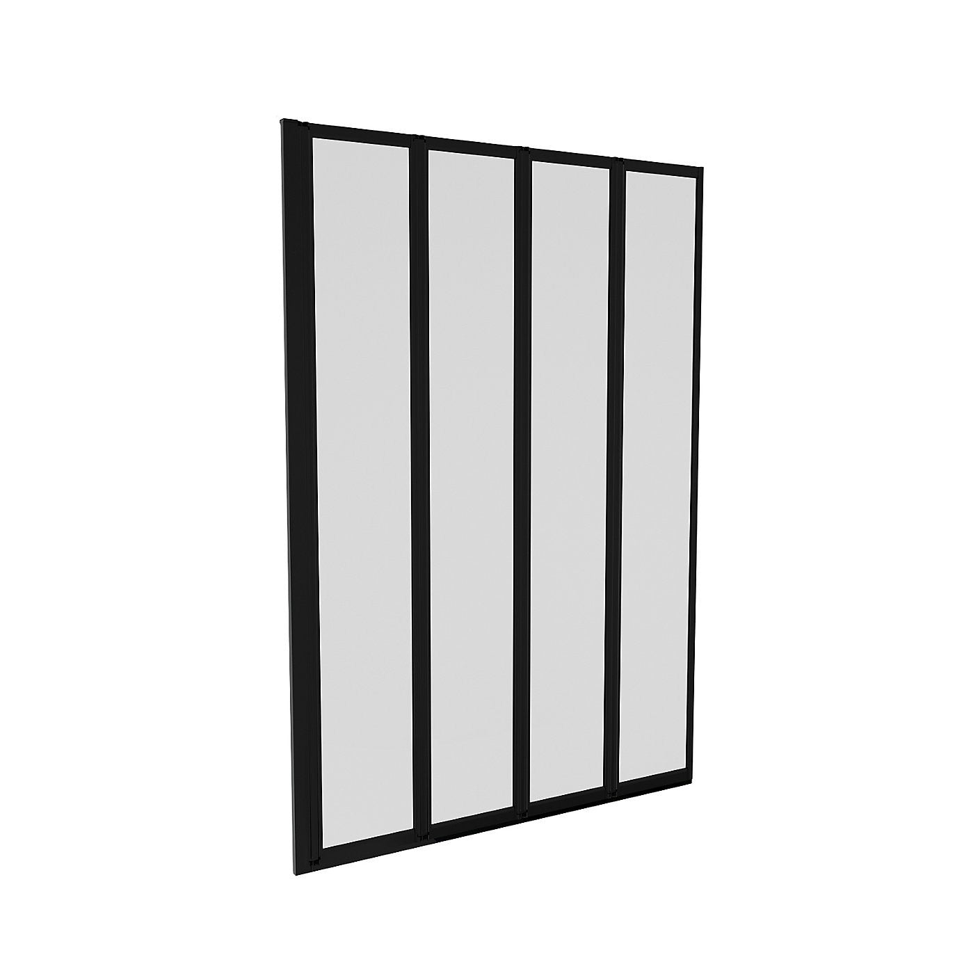 4 Folding Glass Panel Door Bath Shower Screen Matt Black 4mm Thick